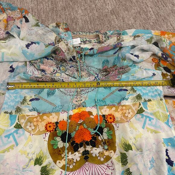 ❌SOLD❌ $849 Camilla 100% silk Retro’s Rainbow Long Sheer Overlay Dress coverup - Picture 12 of 16